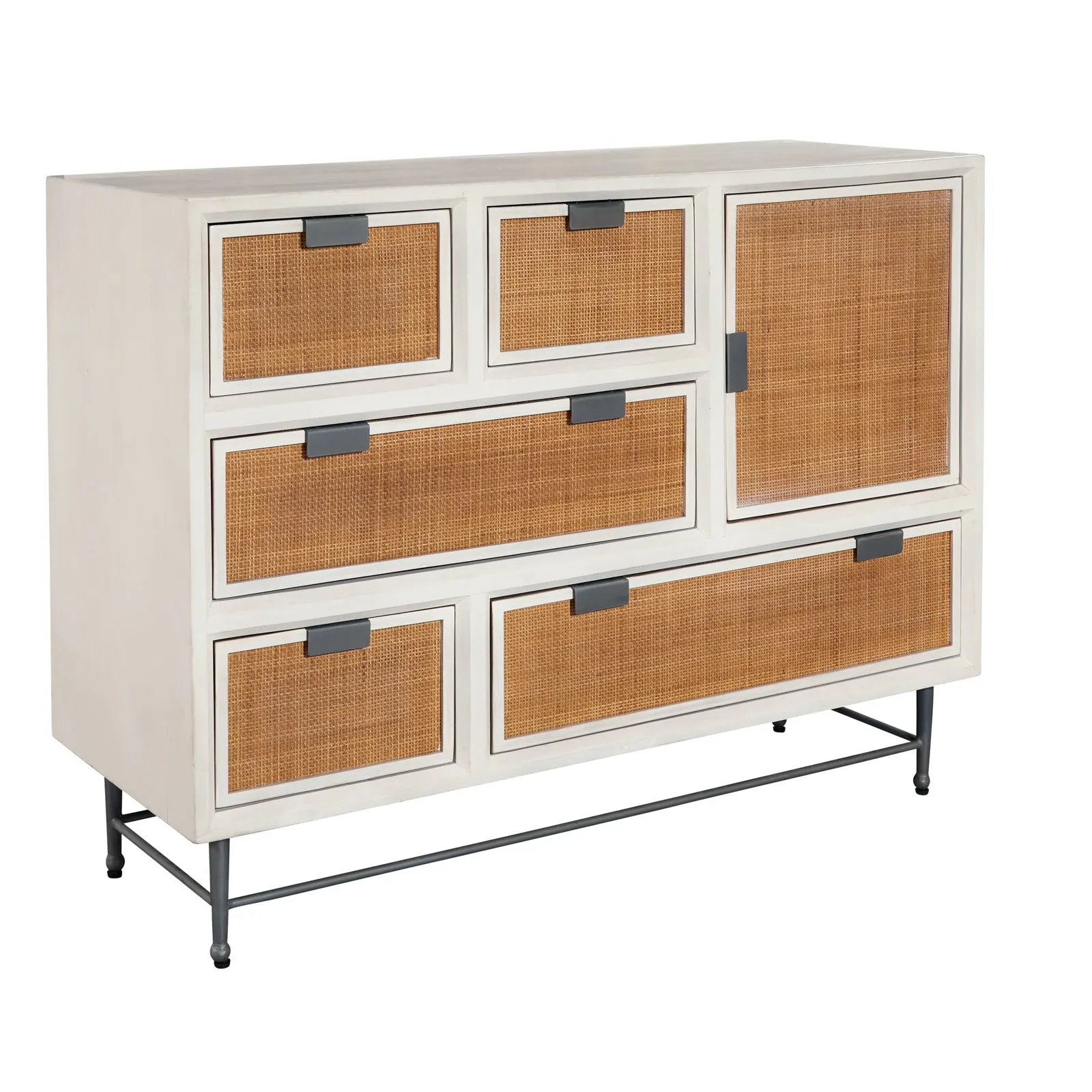 5-Drawer Accent Chest with Cabinet - Sophisticated Design, Sumptuous Upholstery & Elegant Details