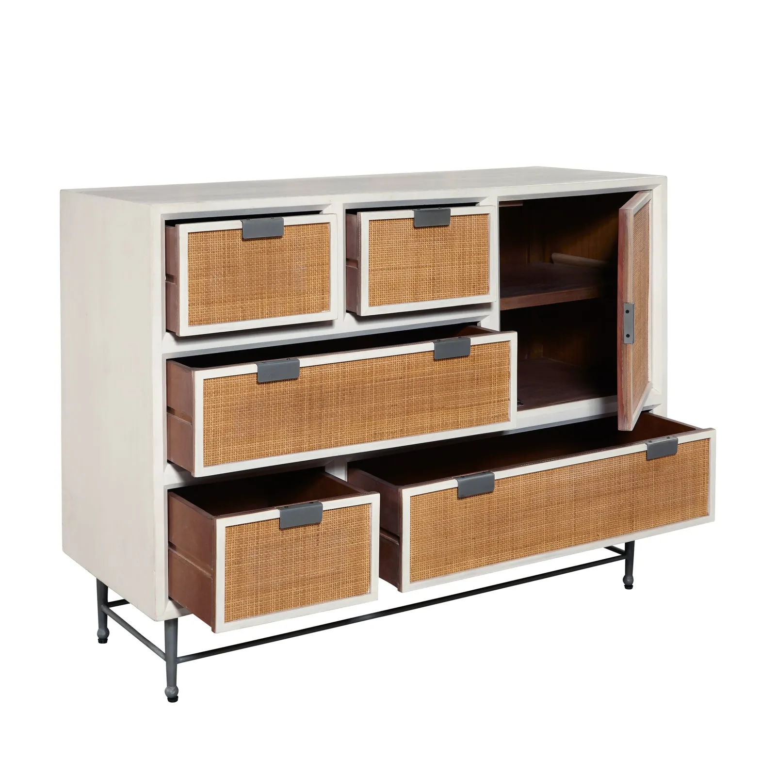 5-Drawer Accent Chest with Cabinet - Sophisticated Design, Sumptuous Upholstery & Elegant Details