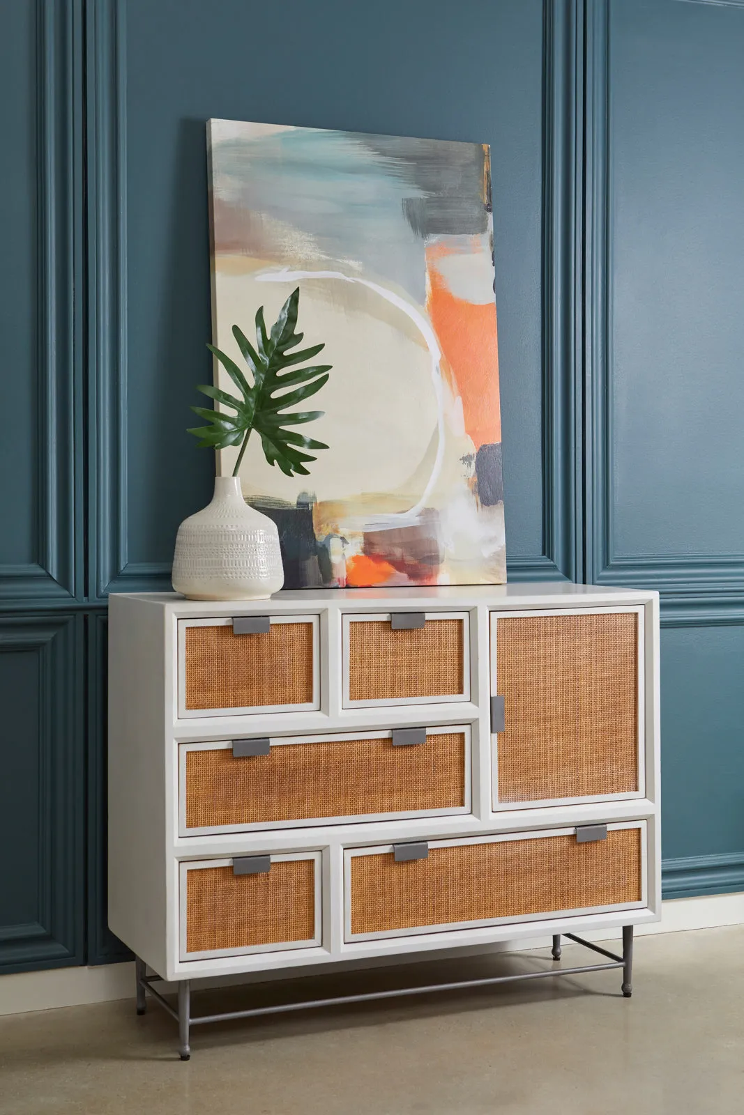 5-Drawer Accent Chest with Cabinet - Sophisticated Design, Sumptuous Upholstery & Elegant Details
