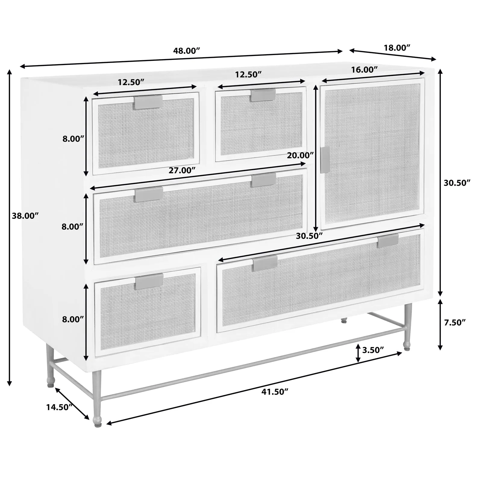 5-Drawer Accent Chest with Cabinet - Sophisticated Design, Sumptuous Upholstery & Elegant Details