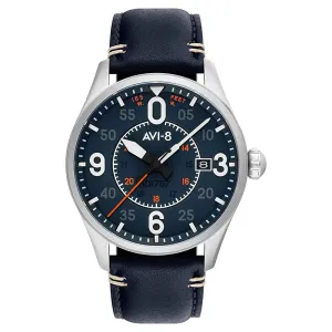 AVI-8 Unisex Navy Blue Dial Leather Band Japanese Automatic Watch - AV-4090-02