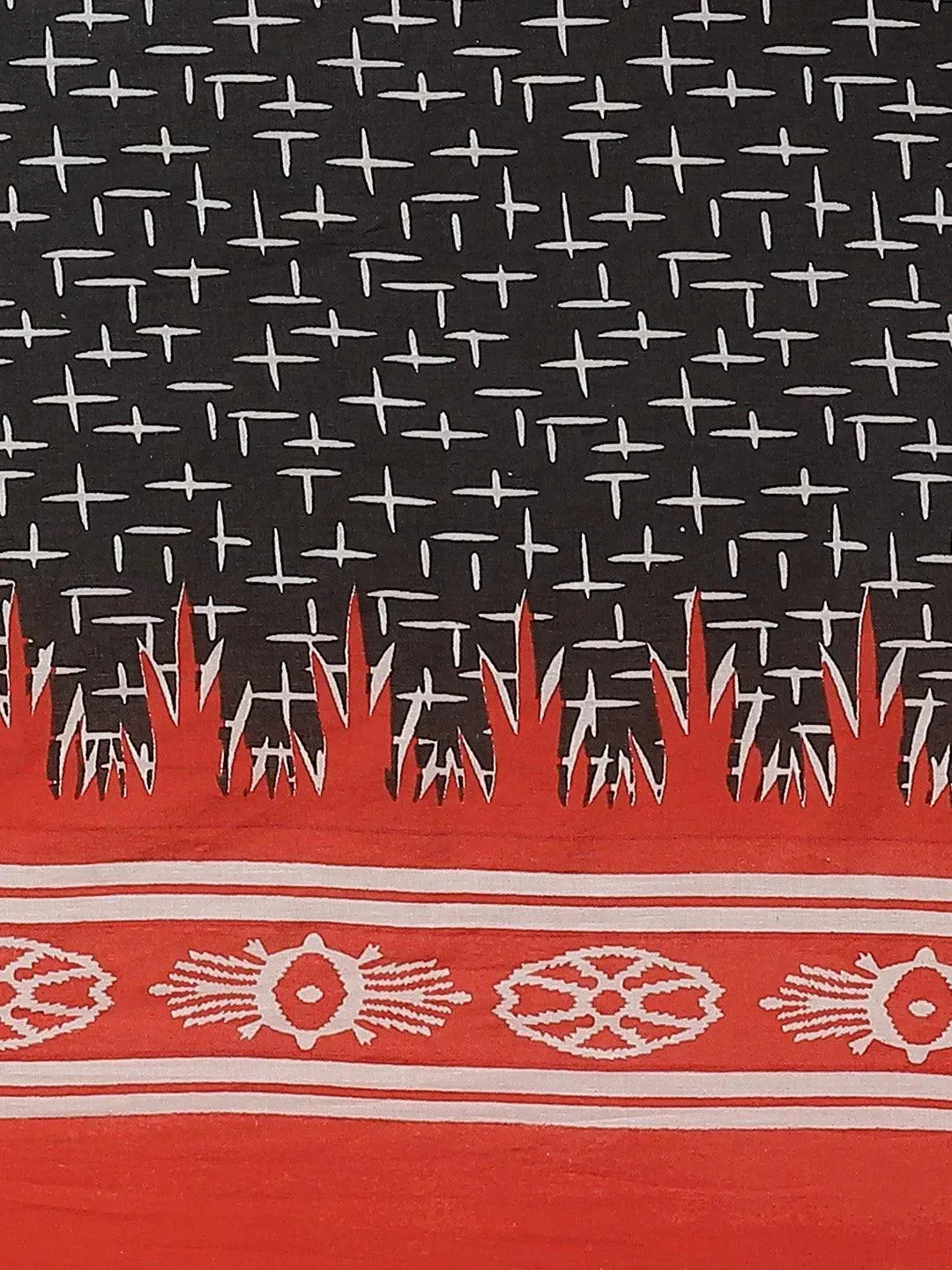 Black Printed Cotton Saree