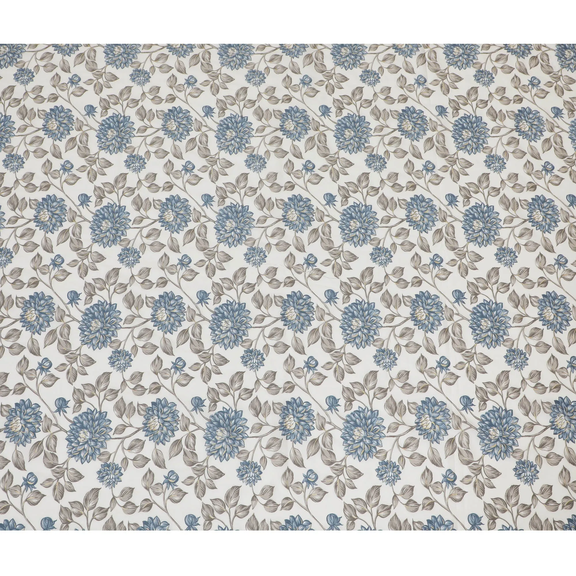Blue and Grey Floral Cotton Lawn Fabric - 110 cm Width, India-D19952