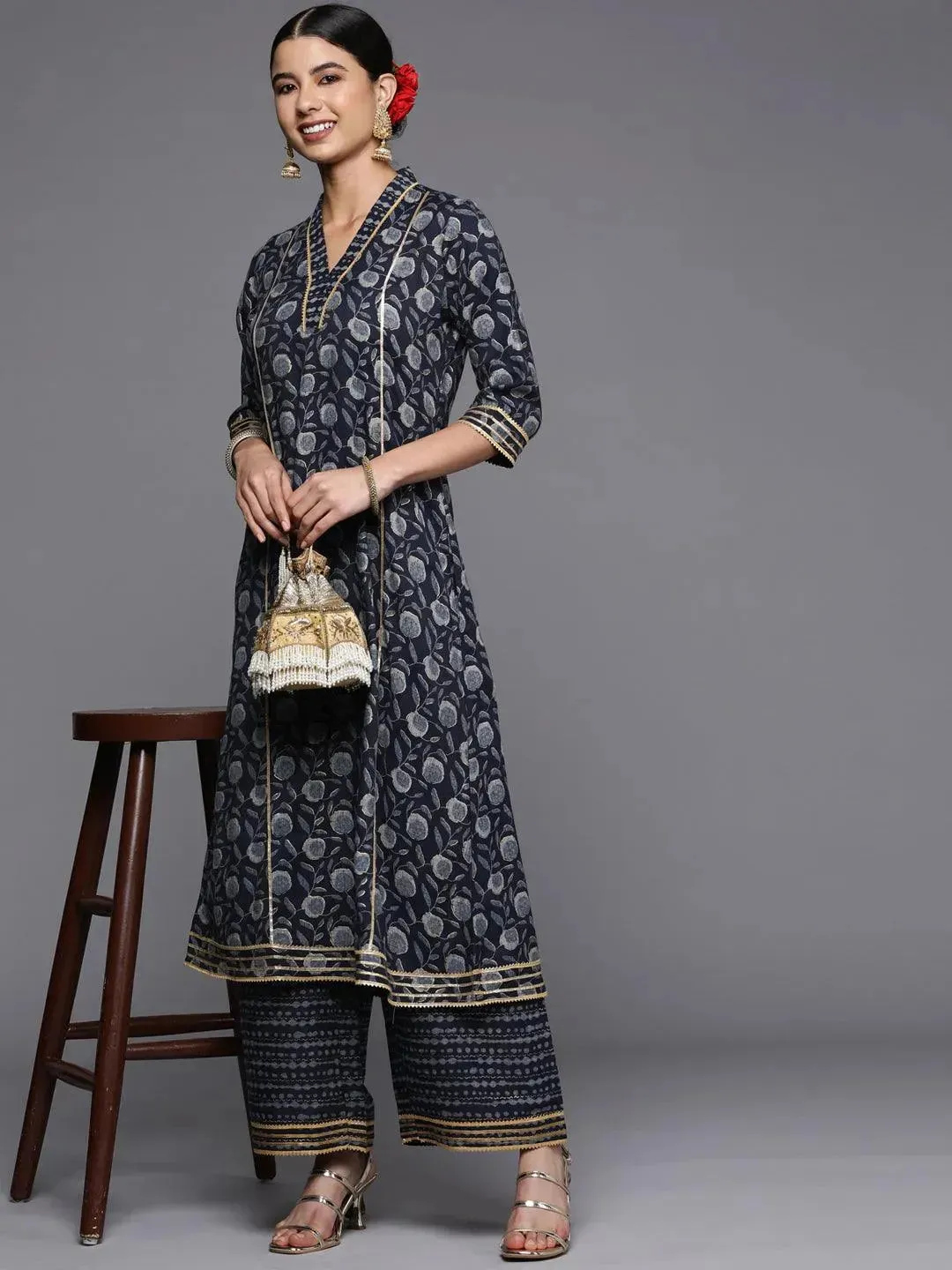 Blue Striped Rayon Palazzos