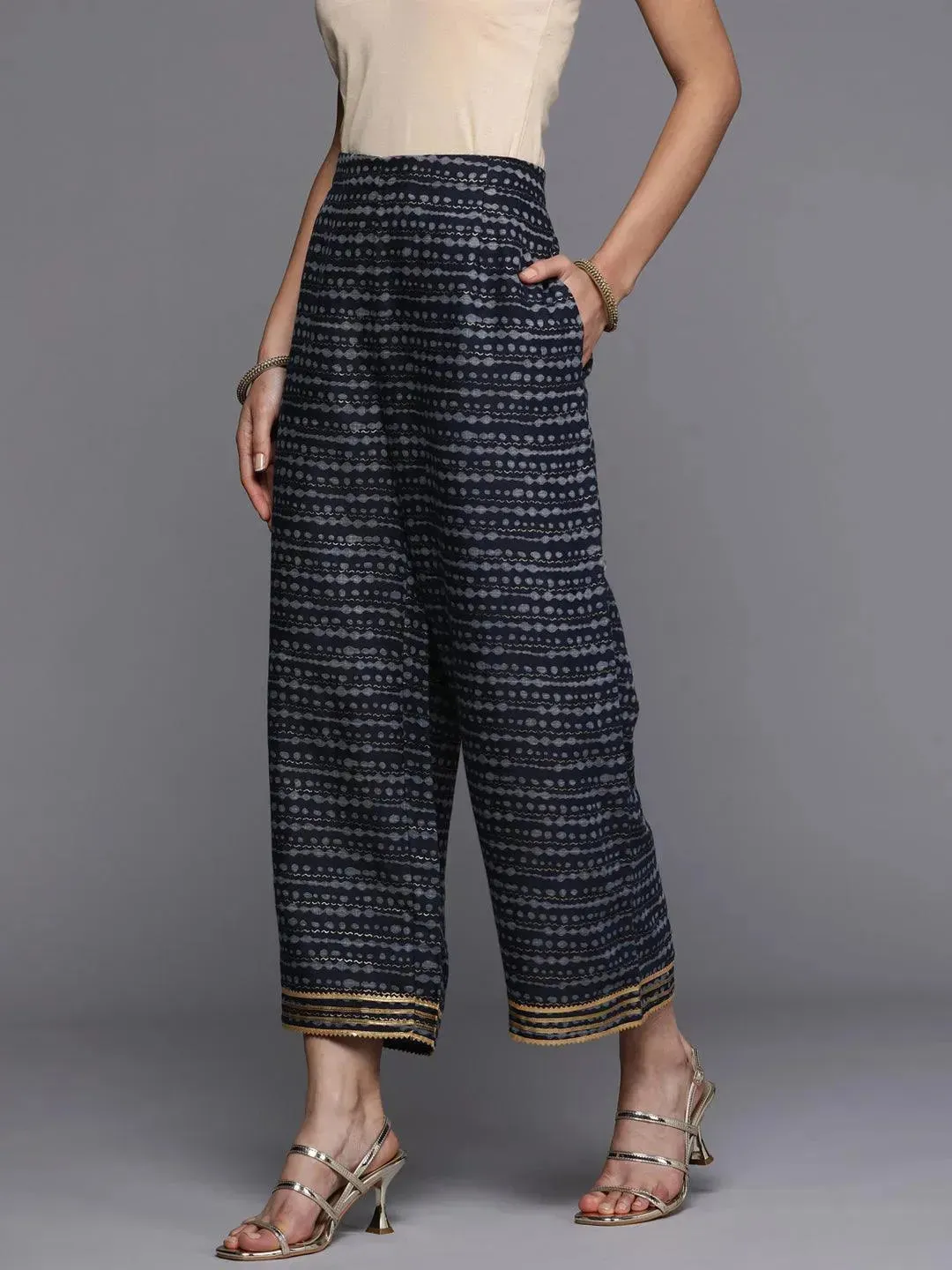 Blue Striped Rayon Palazzos
