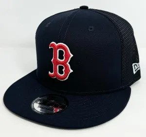 Boston Red Sox Snapback New Era Navy Mesh Trucker Cap Hat Grey UV