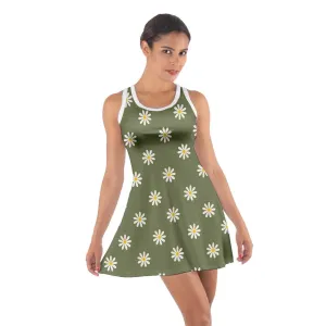 Cotton Olive Green Dress, Green Mod Dress, 60s Dress Style, 60s Style Dress, Vintage Style Dress, Daisy Dress, Go Go Dress, 60s mini dress