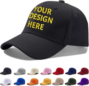 Custom Baseball Cap with Embroidery Text Logo and Print Photo,Image, Personalized Adjustable Summer Sun Hat Unisex
