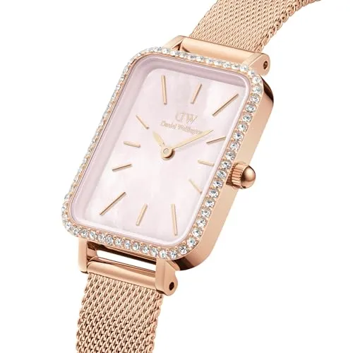 Daniel Wellington Women Analogue Mother of Pearl Pink Square Dial Watch- DW00100669K