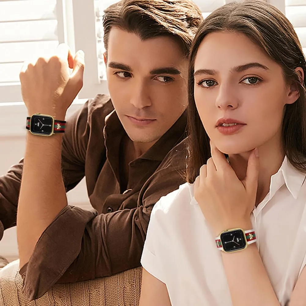 Designer Leather Bands with Charms Compatible with Apple Watch Band 42mm(S10) 44mm 45mm 46mm 49mm Women Men Genuine Leather Elegant Strap for iWatch Series 10/9/8/7/6/5/4/3/2/1/SE/Ultra