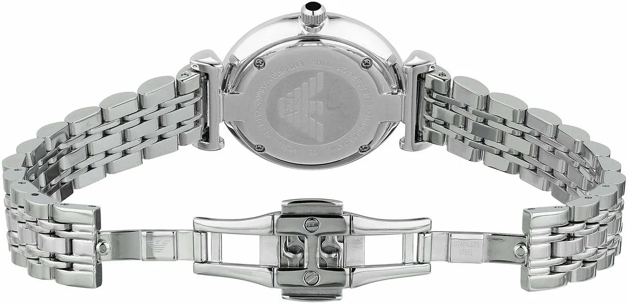 Emporio Armani Women's Elegant Silver Watch with Pearl Dial AR1682