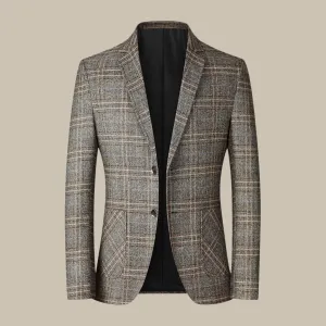 Gents - Classic Checked Vintage Blazer with Button Closure for Men