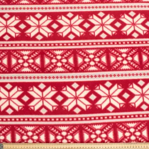 Geometry Stripes on Red Printed Polar Fleece Design-A9