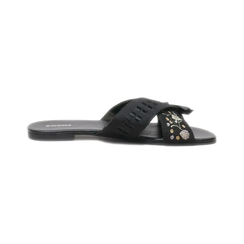 Graceland Flat Sandals Fabric Black Colour For Women