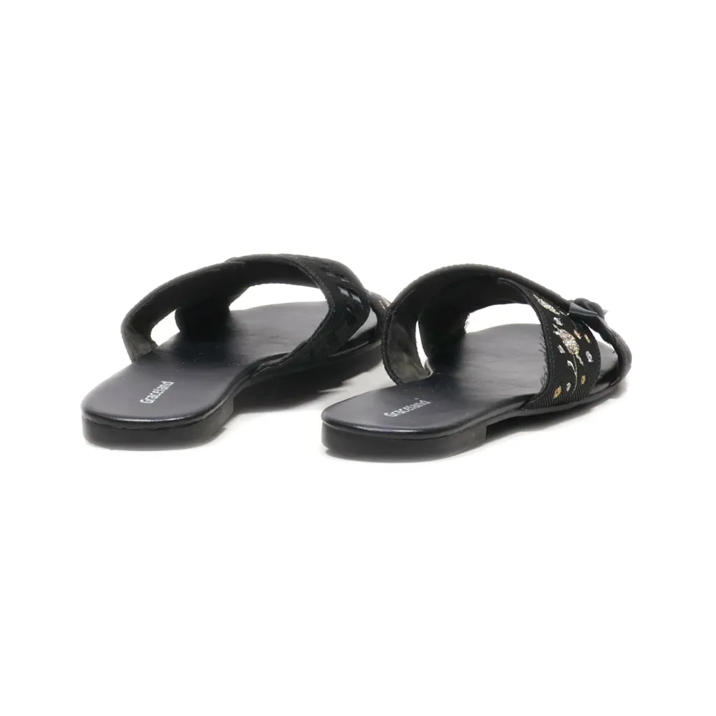 Graceland Flat Sandals Fabric Black Colour For Women