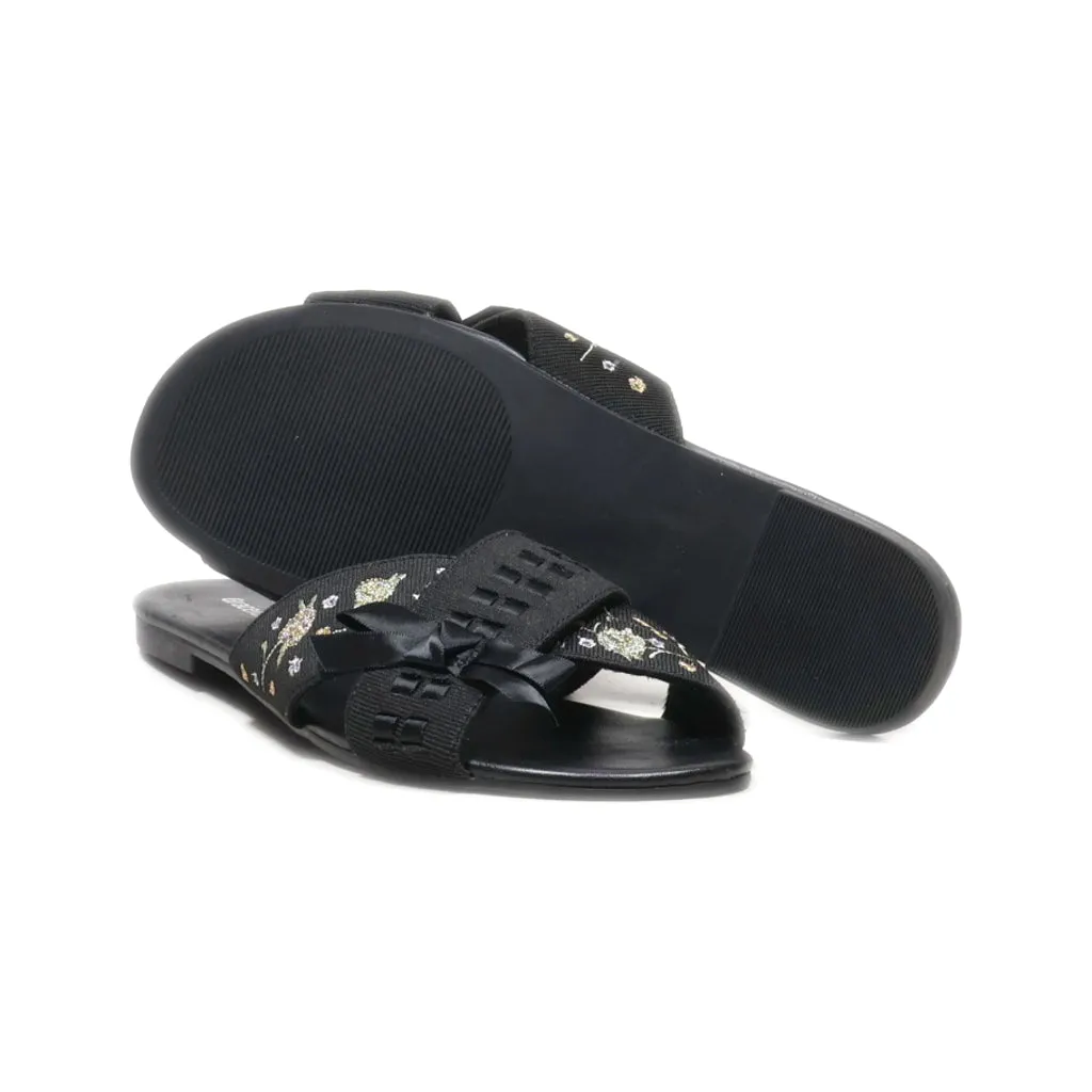 Graceland Flat Sandals Fabric Black Colour For Women