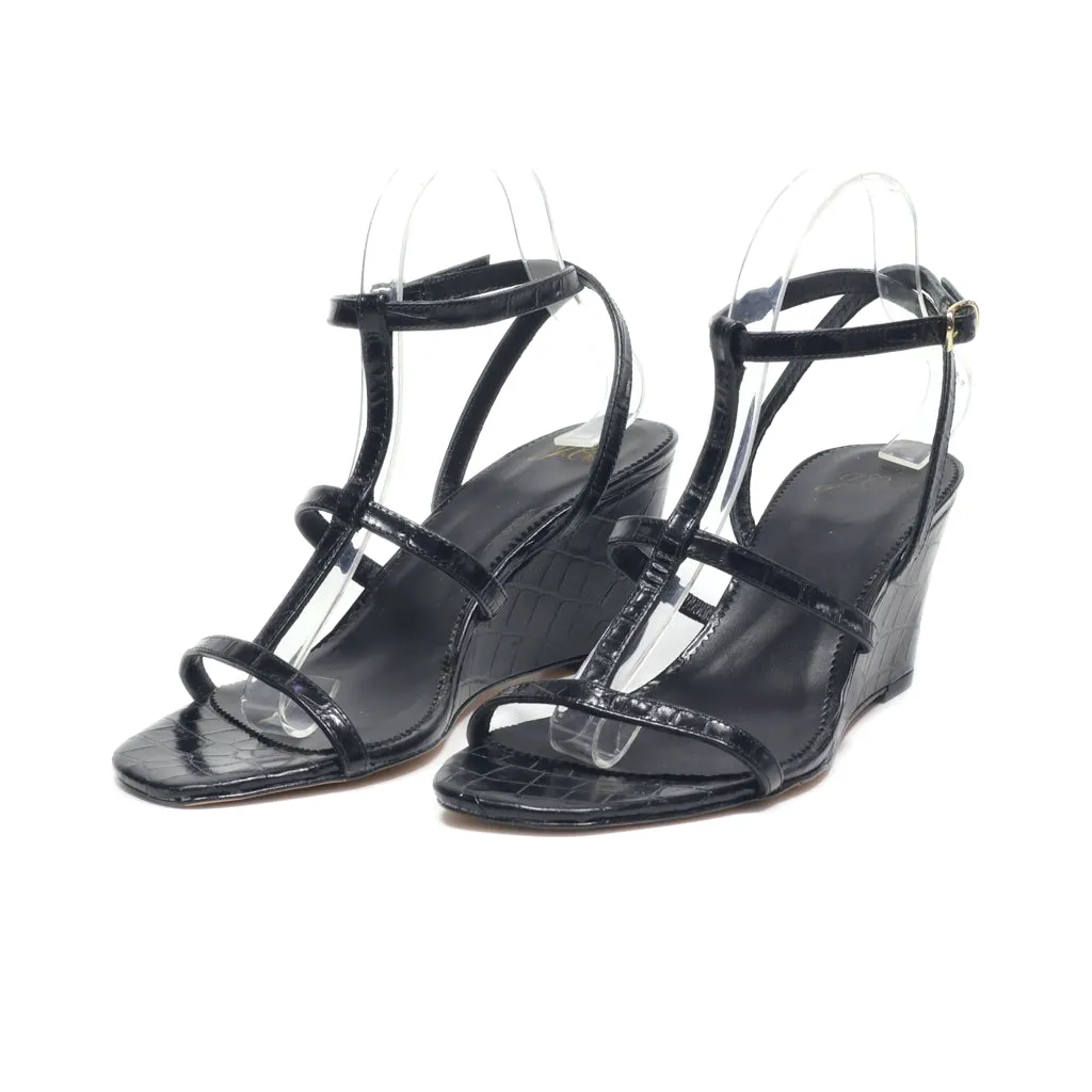 J. Crew Wedge Sandals Leather Black Colour For Women