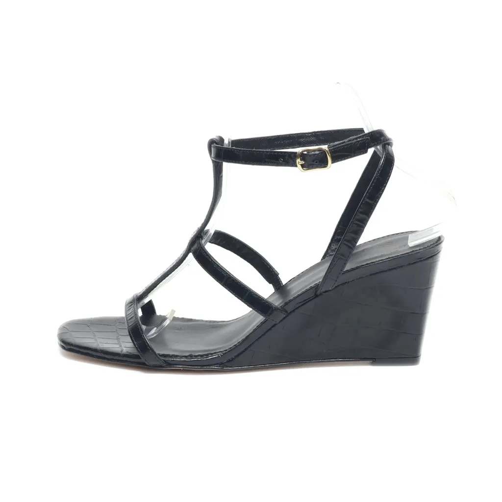 J. Crew Wedge Sandals Leather Black Colour For Women
