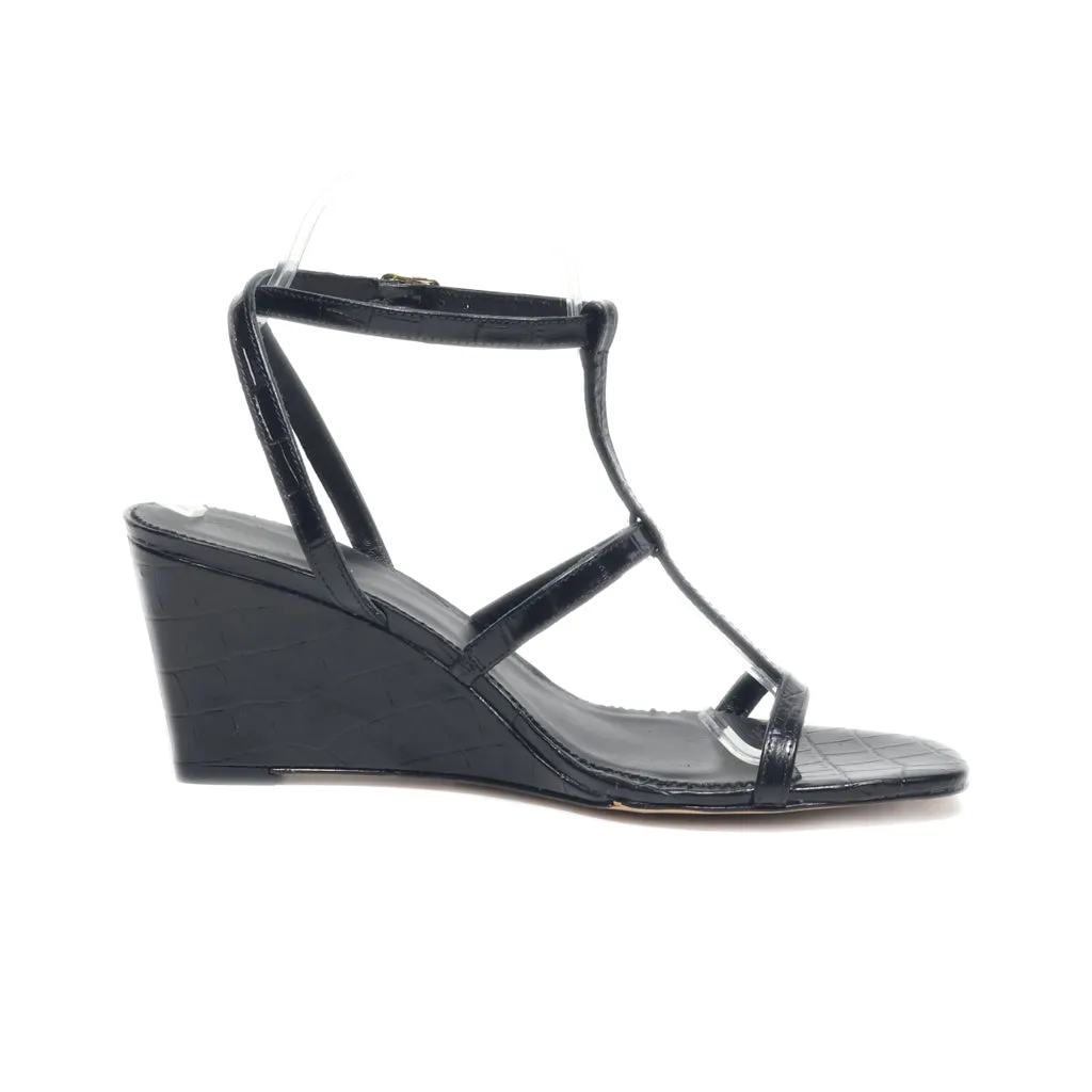 J. Crew Wedge Sandals Leather Black Colour For Women