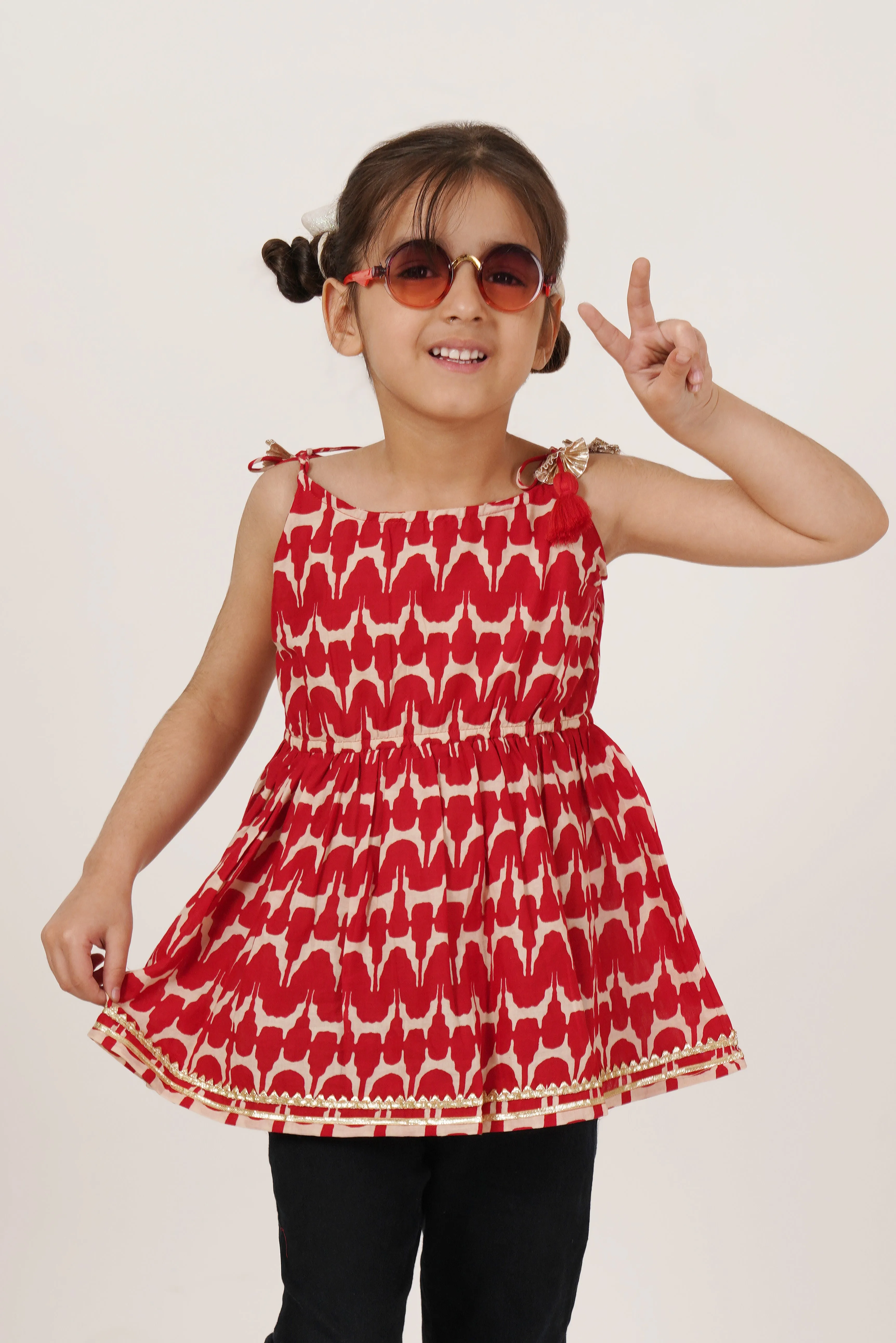 Jaipuri Cotton Printed Sleeveless Top for Girls