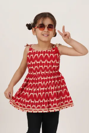 Jaipuri Cotton Printed Sleeveless Top for Girls