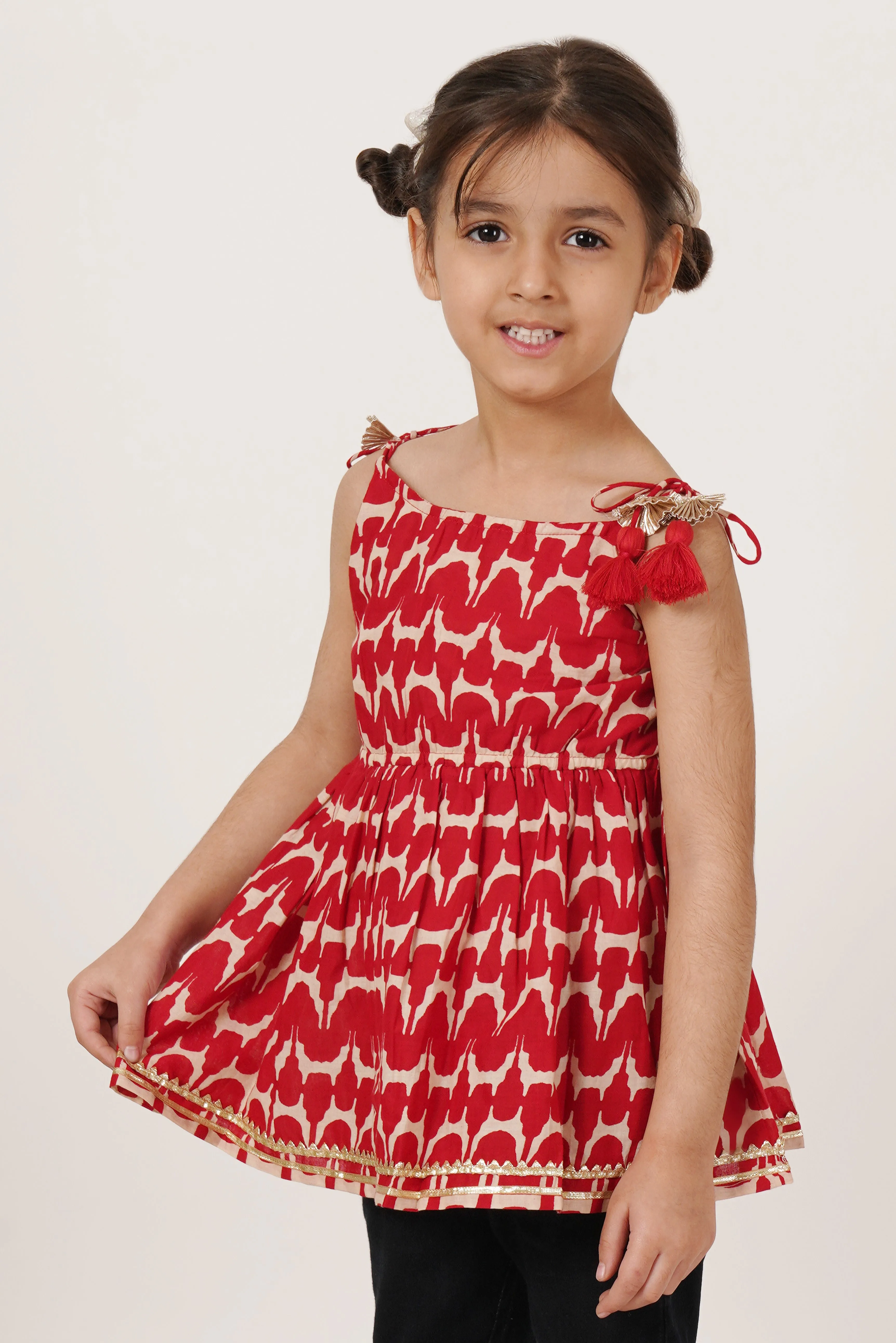 Jaipuri Cotton Printed Sleeveless Top for Girls