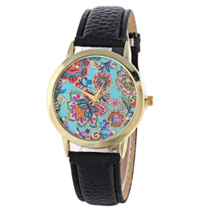 Ladies Fashion Girl Quartz Watch Clock Women Leather Brand Casual Dress Women's Flower Wristwatch Cool Watches Unique Watches