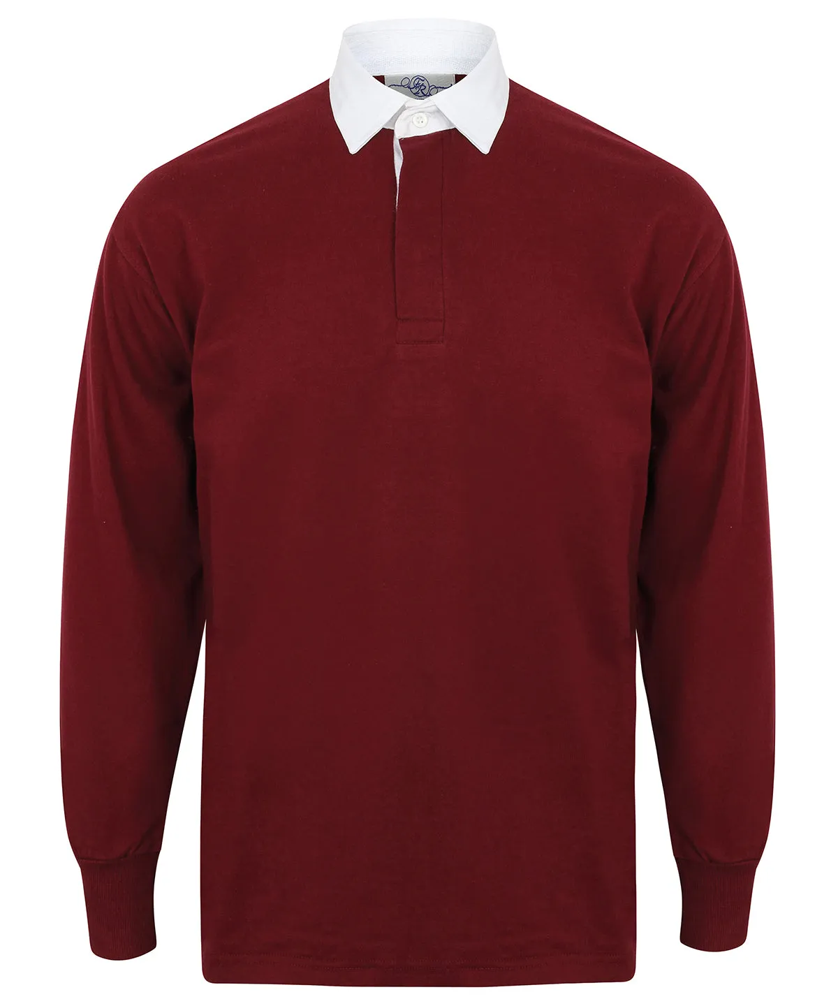 Long sleeve plain rugby shirt | Deep Burgundy/White