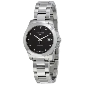 Longines Conquest Black Dial Diamond Ladies Watch L3.378.4.57.6