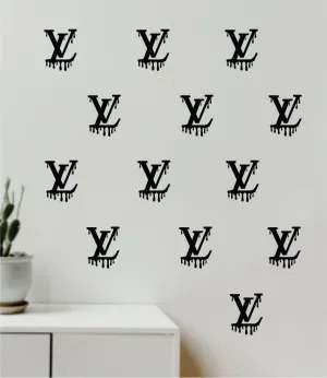 Louis Vuitton Drip Logo Pattern Pack of 20 Wall Decal Home Decor Bedroom Room Vinyl Sticker Art Quote Designer Brand Luxury Girls Cute Expensive LV