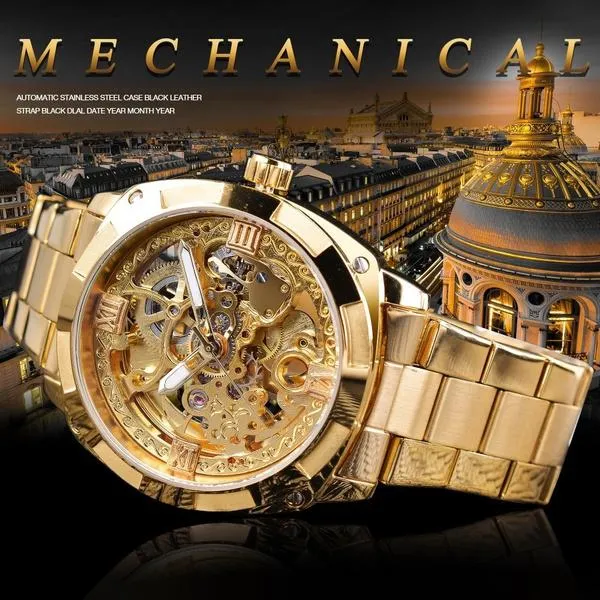 Men Luxury Skeleton Automatic Winding Mechanical Watch