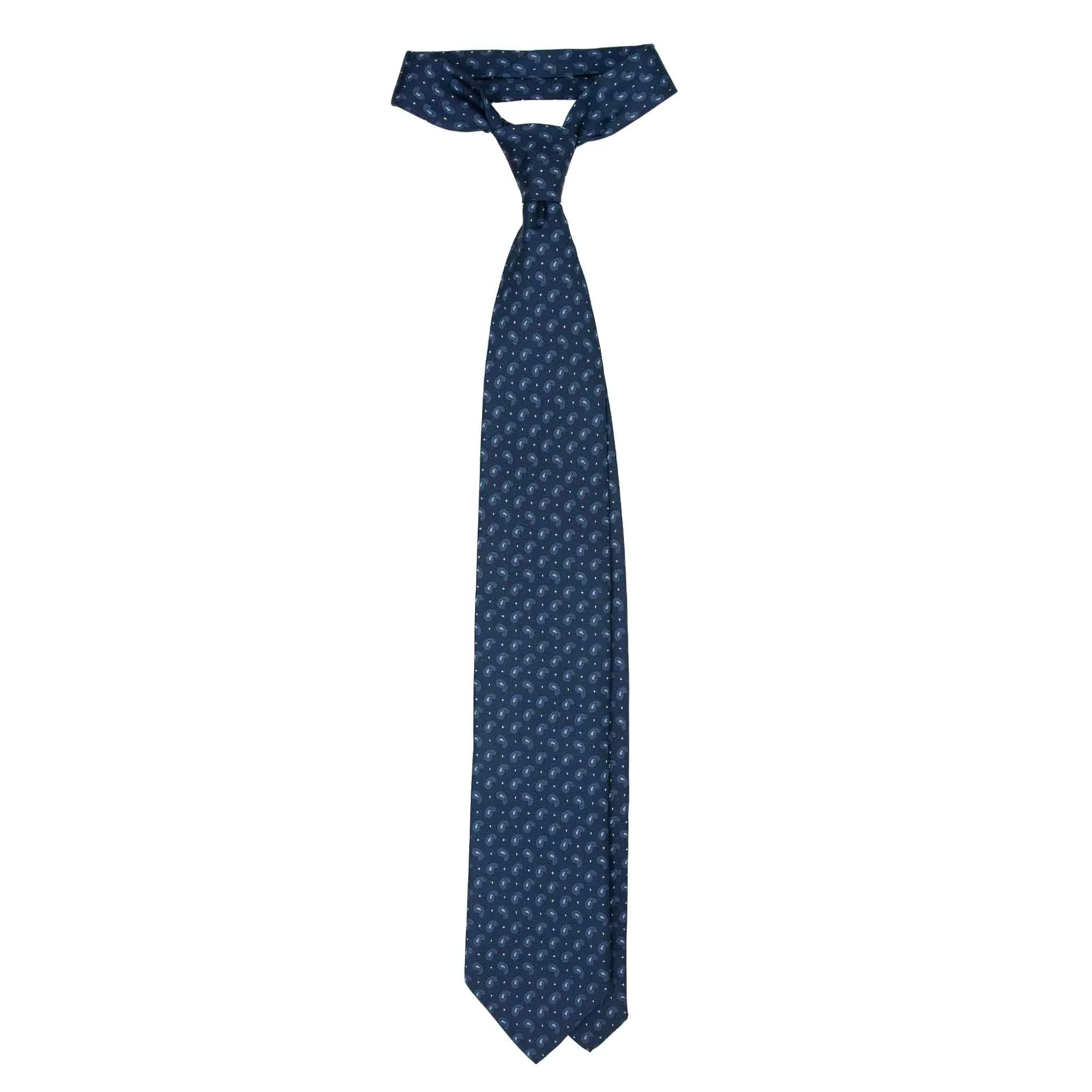 Navy Silk Tie with Light Blue Paisley