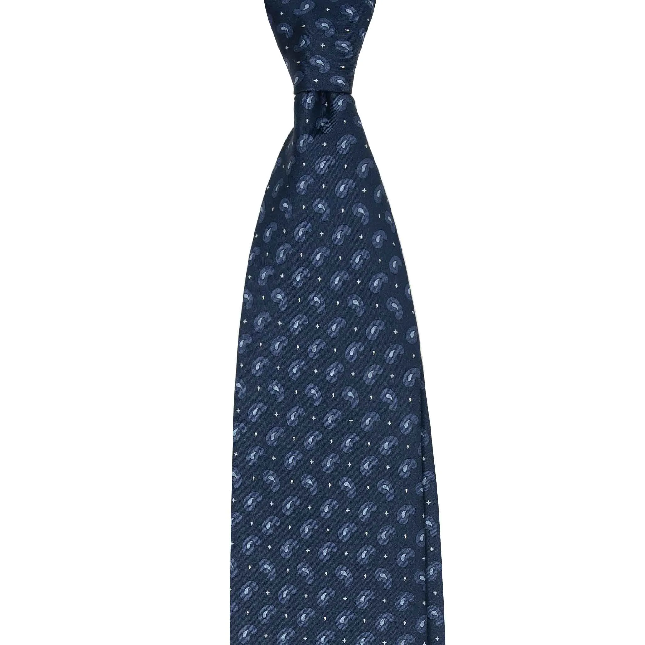 Navy Silk Tie with Light Blue Paisley