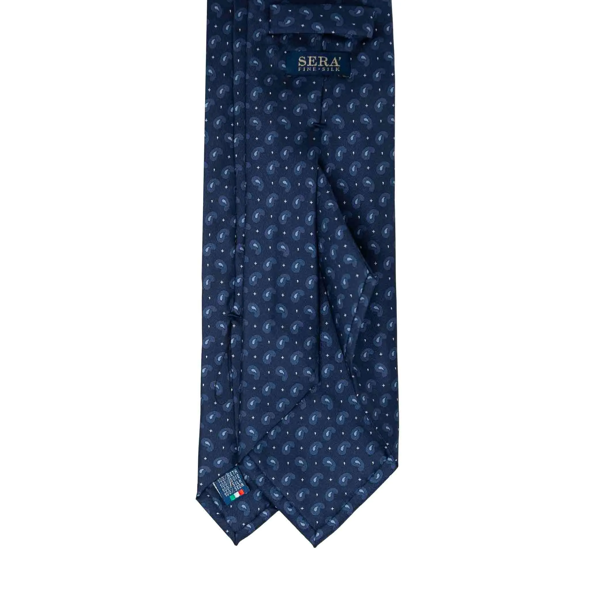 Navy Silk Tie with Light Blue Paisley