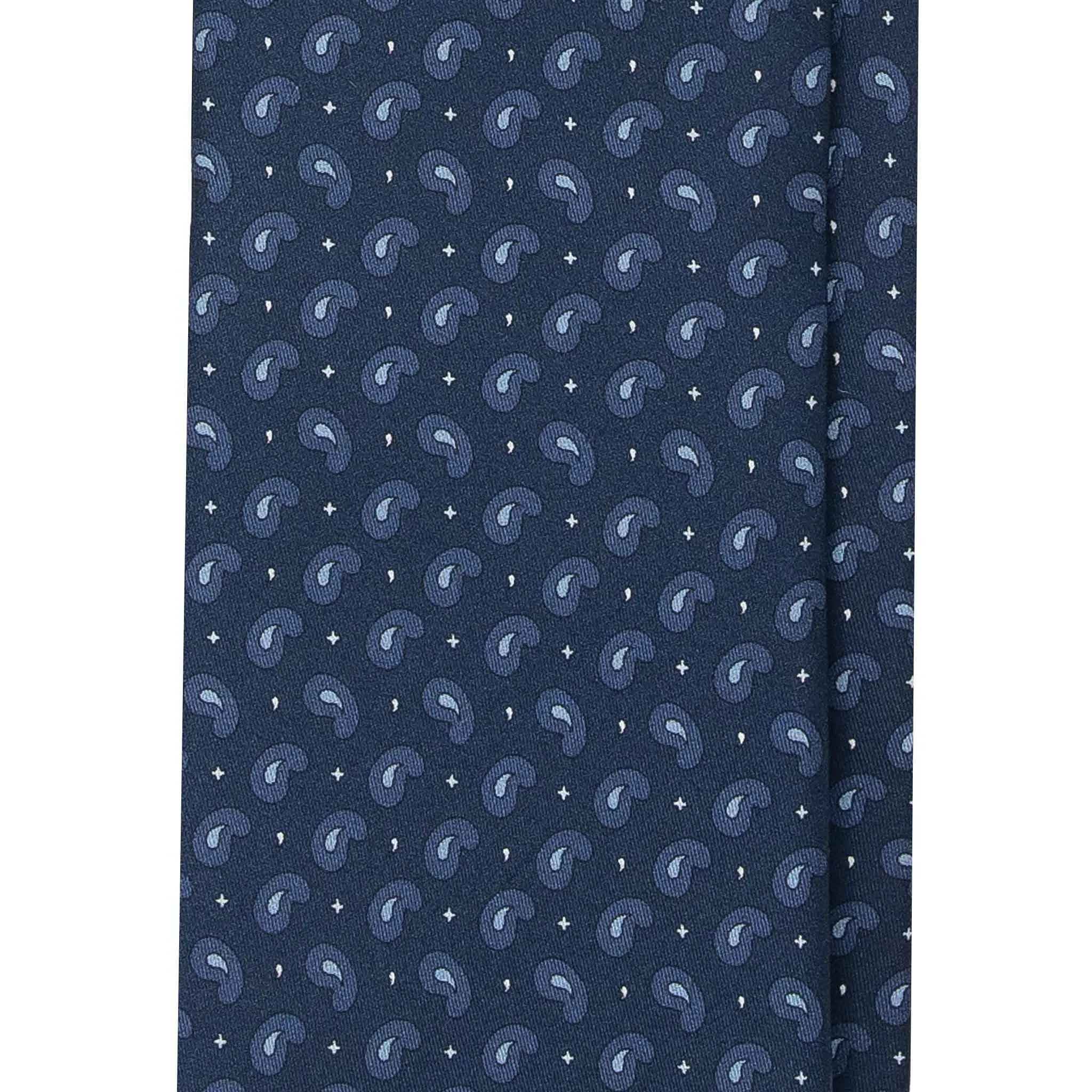 Navy Silk Tie with Light Blue Paisley