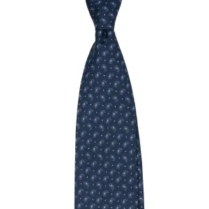 Navy Silk Tie with Light Blue Paisley