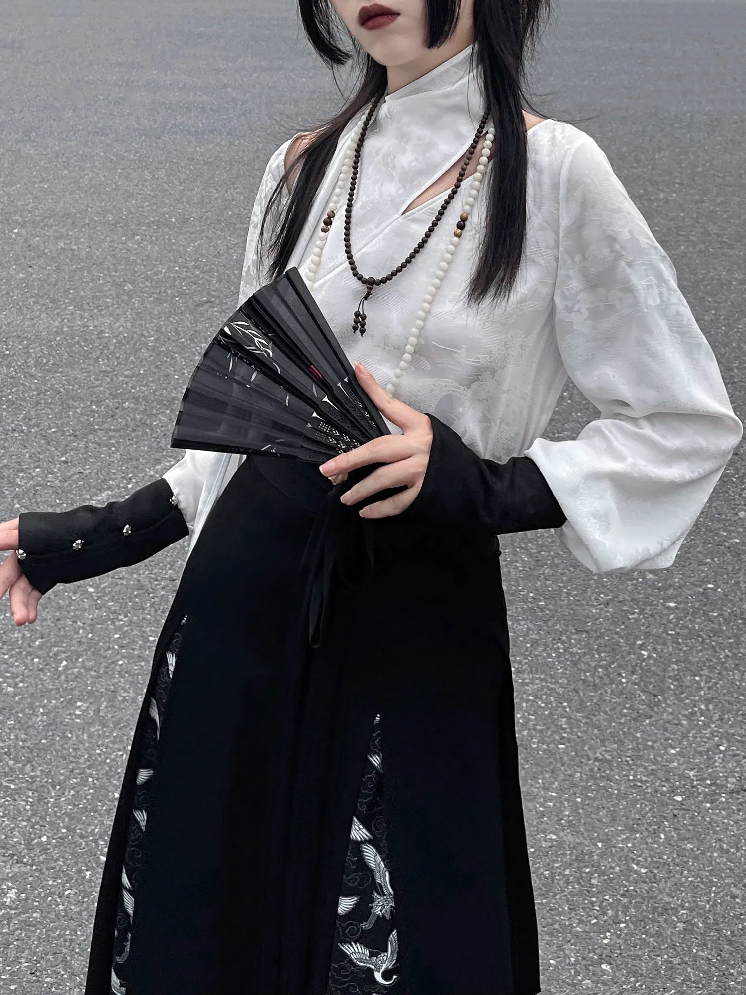 New Chinese style | shirt top embroidered horse skirt suit
