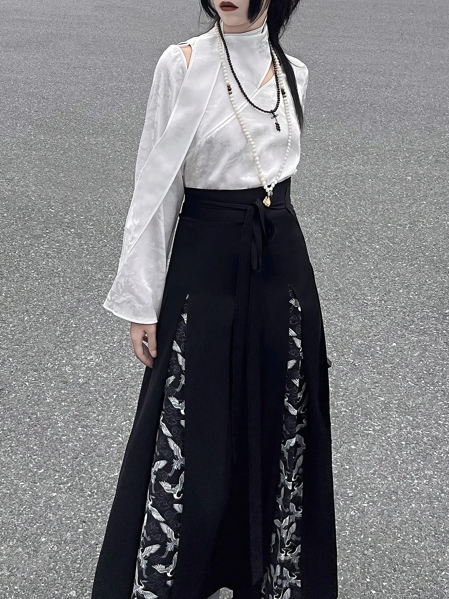 New Chinese style | shirt top embroidered horse skirt suit