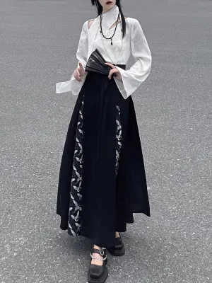 New Chinese style | shirt top embroidered horse skirt suit