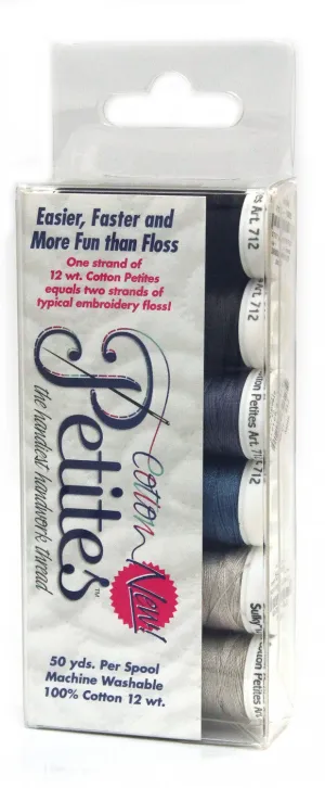 Petites 12wt Cotton Thread 6 Pack Black/Gray  #712-04  SKU: 42612