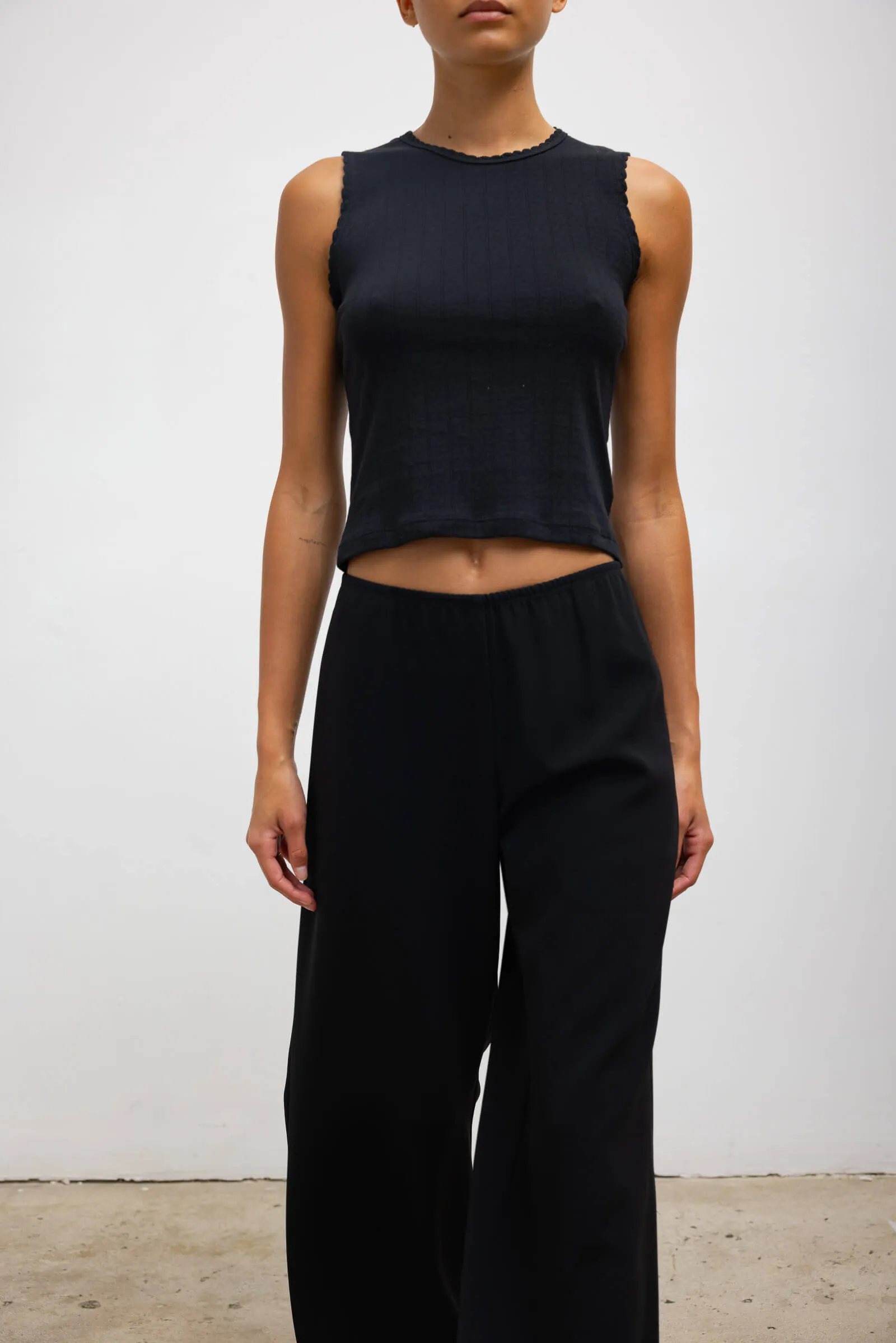 Pointelle Sleeveless Crew