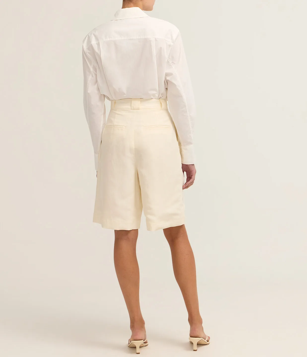 Renata Cropped Button Down Shirt in White