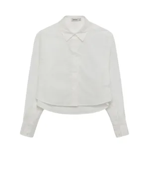 Renata Cropped Button Down Shirt in White