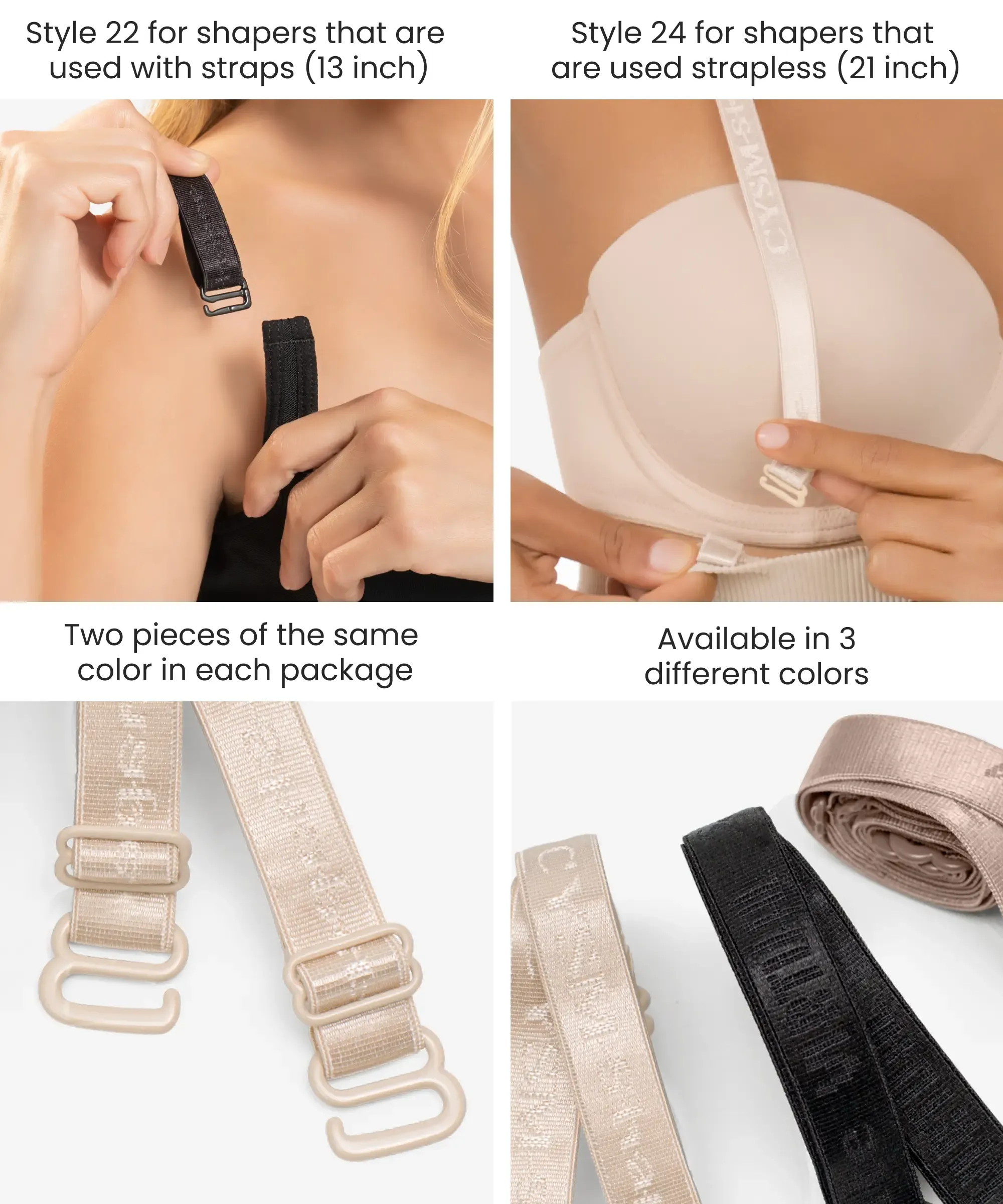 Replacement straps for shaper - Styles 22 & 24