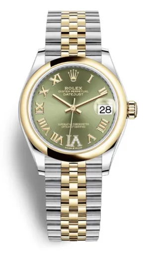 Rolex Datejust 31 Olive Green Dial Ladies Steel and 18kt Yellow Gold Jubilee Watch 278243GNRDJ