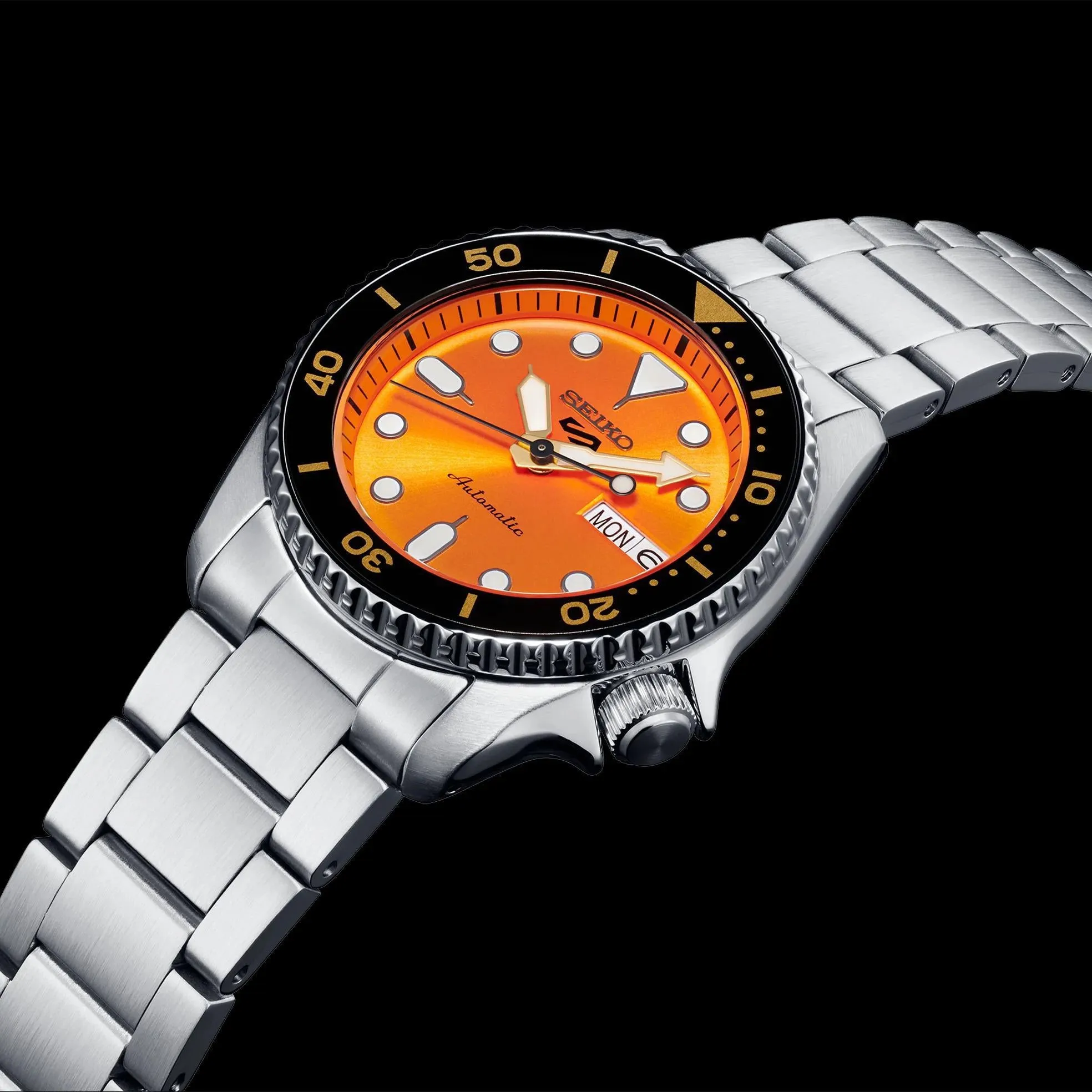 Seiko 5 Sport Automatic Mens Orange Dial Watch SRPK35