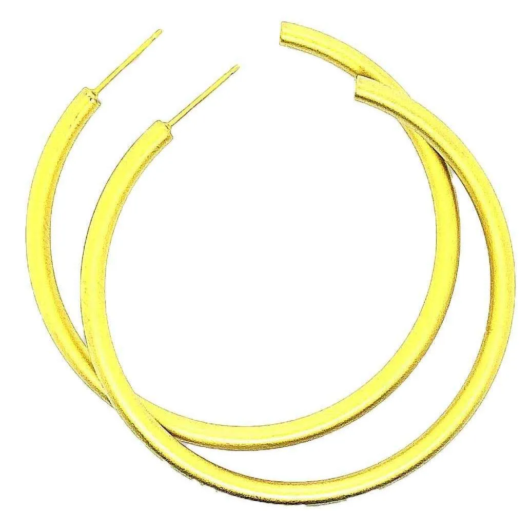 Ti2 Titanium Large Round Hoop Earrings - Yellow