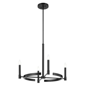 Tolani 26" 4-Light Chandelier, Black Finish