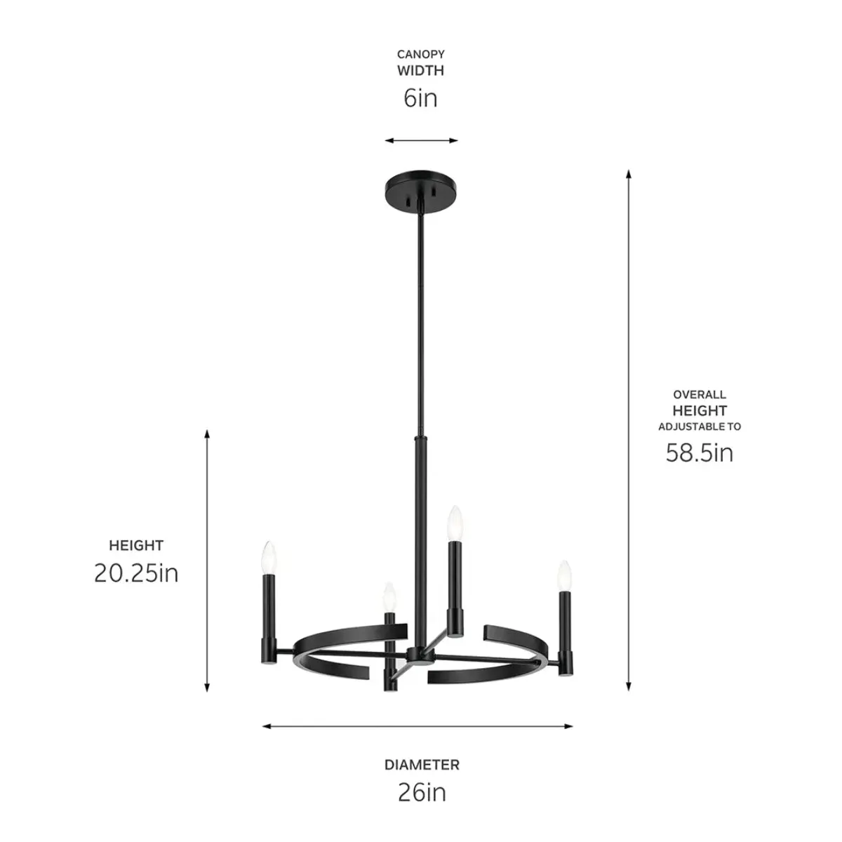 Tolani 26" 4-Light Chandelier, Black Finish