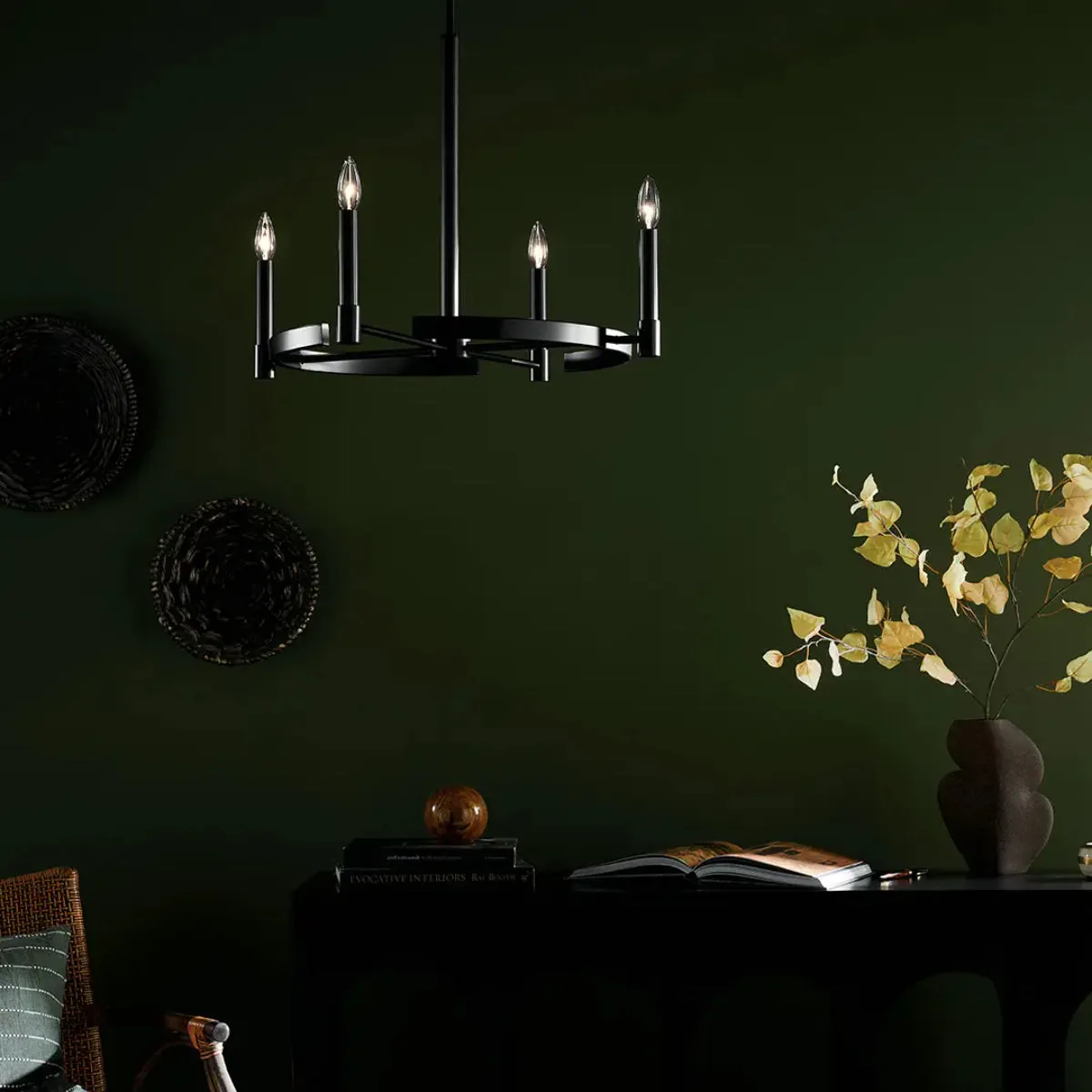 Tolani 26" 4-Light Chandelier, Black Finish